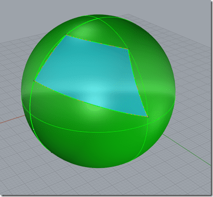 Rhinoéros 3D - Surface sphérique découpée par polyligne projetée