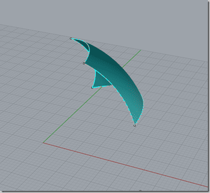 Rhinoéros 3D - Surface sphérique découpée par polyligne projetée - résultat une face